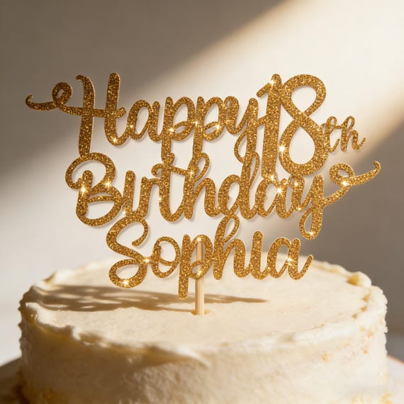 Personalized Happy Birthday Cake Topper Customised Cake Topper with Any Name Any Age Cake Decoration 18th 21st 30th 40th 50th 60th 11 Colors