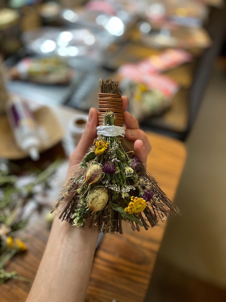 Herbal Witches Broom, Cottagecore Home Protection Besom (5-6 Inch) READ FULL description! image 12