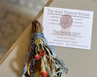 Aunt Frances Owens inspired Herbal Ritual Broom 6" witches broom Cottage core Cinnamon Besom Housewarming Whimsical Decor Practical Magic