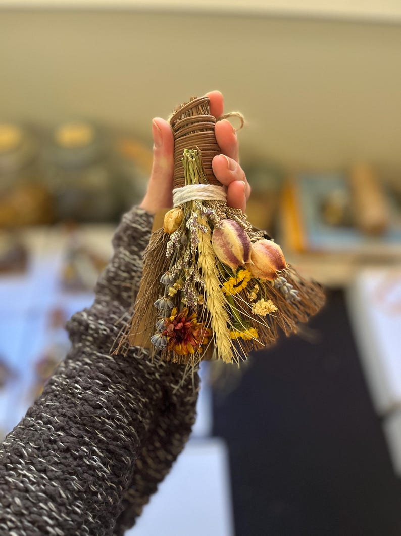 Herbal Witches Broom, Cottagecore Home Protection Besom (5-6 Inch) READ FULL description! image 18