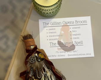Gillian Owens Inspired Herbal Ritual Broom 6'' Witch Besom Practical Magic Cottage core, Housewarming Gift Whimsical Decor Cinnamon Broom