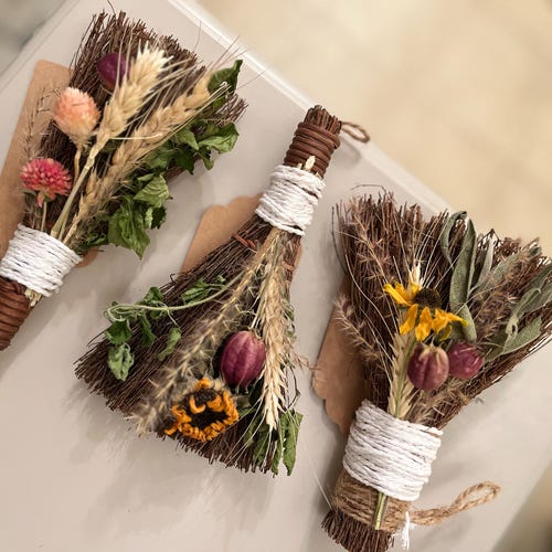 Herbal Witches Broom, Cottagecore Home Protection Besom (5-6 Inch) READ FULL  description!