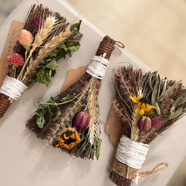 Herbal Witches Broom, Cottagecore Home Protection Besom (6 Inch)