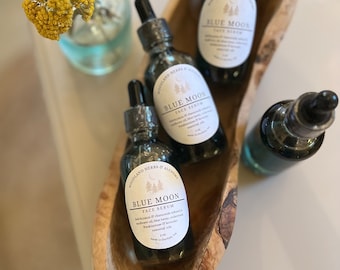 Plant Infused Face Serum Organic Anti-Aging, Botanical Skincare Blue Tansy Oil Bathtime