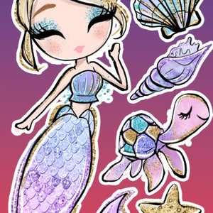 Blonde Mermaid, party props, party decor,center pieces,sea animals, yard decor, yard signs, birthday mermaid decor, celebration mermaid