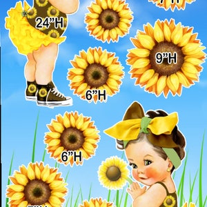 skin tone sunflower baby Birthday theme decoration party decor yard card coroplast cutouts lawn sign yard cards party decor decoration props