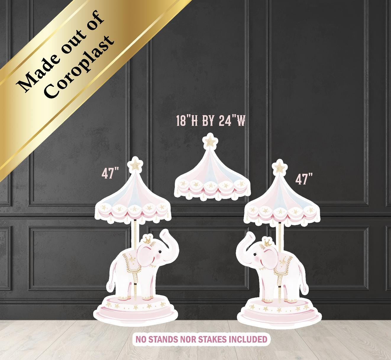 Circus Elephant Carousel Prop Carnival Birthday Decor Pink Circus Party ...