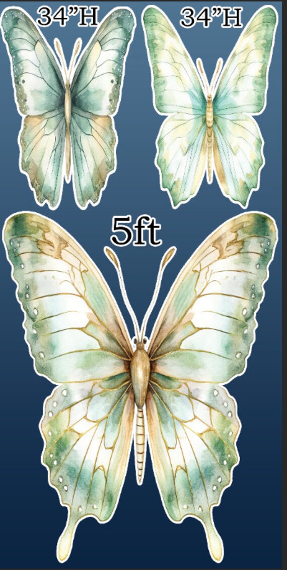 Sage Green Gold Butterfly, Party Props Butterfly, Butterfly