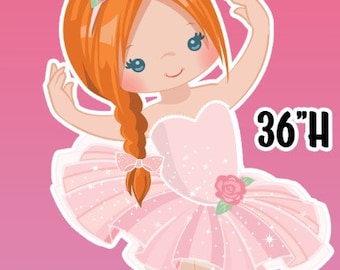Ballerina Red hair  birthday decor coroplast cutouts lawn sign yard cards party decor decoration props