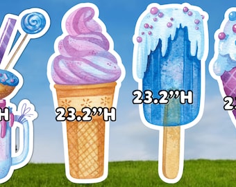 BF038 ICE CREAM SWEETS  coroplast cutouts lawn sign yard cards party decor decoration props