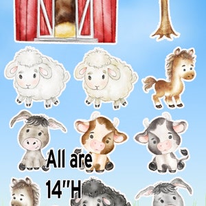 Barn house farm animals 15 pc party decor table decorations yard card coroplast cutouts lawn sign yard cards party decor decoration props