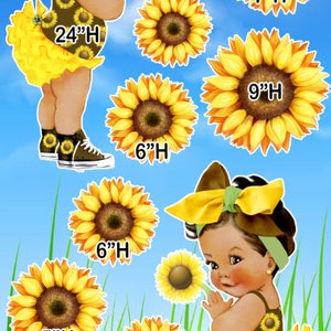 AA LATINA sunflower baby Birthday theme decoration party decor yard card coroplast cutouts lawn sign yard cards party decor decoration props