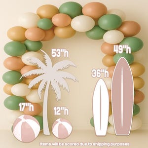 Palm tree surfboard party decor, baby shower, birthday party beach party surfer theme, coroplast(no stakes nor stands included)BF2056-3qs-SB