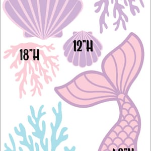 BF1090-3QS-RB 4ft mermaid tail, sea shell, party pops, party decor, coroplast, coral reef, pink, purple (no stake nor stands included)