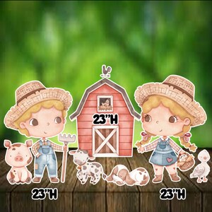 BOY GIRL Barn house farm animals 7 pc party decor table decors yard card coroplast cutouts lawn sign yard cards party decor decoration props