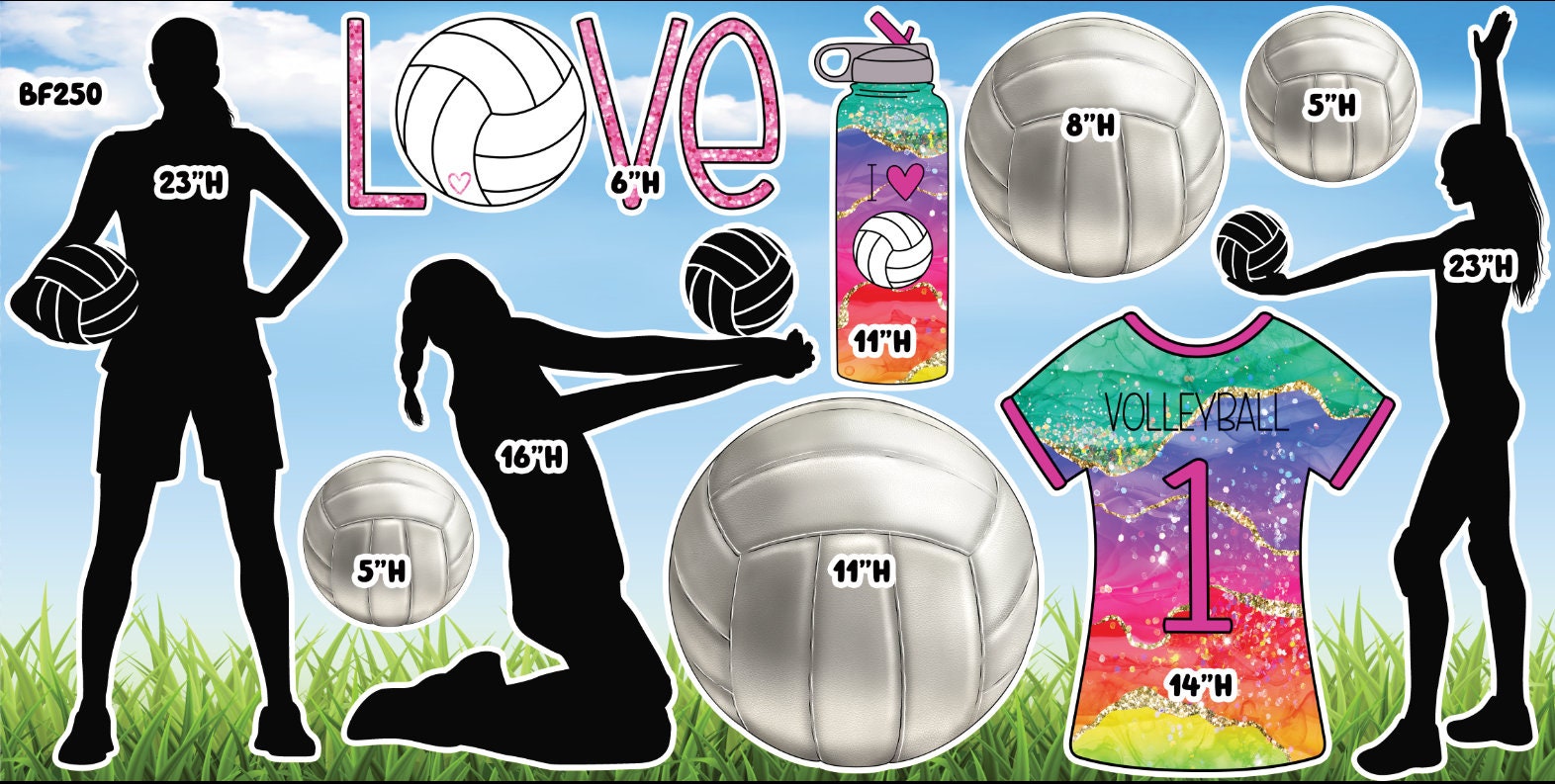 Volleyball Yard Cutouts Etsy