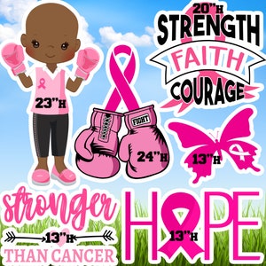 Stronger than Breast Cancer  coroplast cutouts lawn sign yard cards party decor decoration props (yard stakes not included)