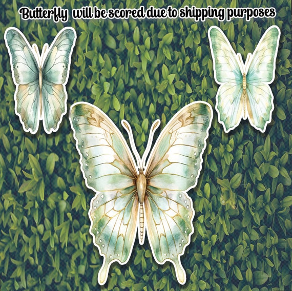 Sage Green Gold Butterfly, Party Props Butterfly, Butterfly