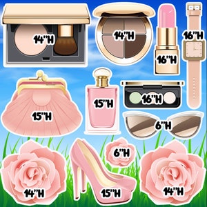 Pink Gold makeup coroplast cutouts lawn sign yard cards party decor decoration props (yard stakes not included)