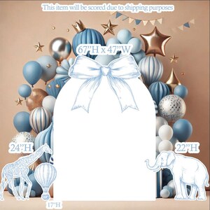 Blue White arch panel w/bow, party prop, party decor, backdrop, coroplast, baby shower, bridal (no stakes nor stands included)BF1733-FS-SB