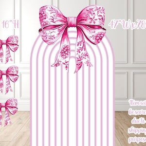 Pink White arch panel w/bow, party prop, party decor, backdrop, coroplast, baby shower, bridal (no stakes nor stands included)BF1716-FS-SB