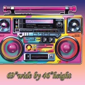 80&#39;S 90&#39;S BoomBox radio THEME party decor, party props, yard decor, centerpieces, 80&#39;s era, era(no stands nor stakes included)BF534-3QS-SB
