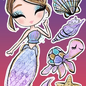 Brown hair Mermaid, party props, party decor,center pieces,sea animals, yard decor, yard signs, birthday mermaid decor, celebration mermaid