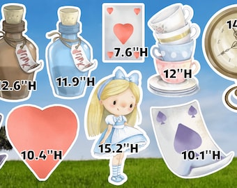 BF016 ALICE and Wonderland coroplast cutouts lawn sign yard cards party decor decoration props