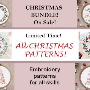 Winter and Christmas embroidery patterns Bundle value pack discount offer pdf patterns on sale beginner handmade Christmas decoration
