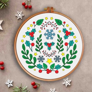 Weihnachten Stickmuster pdf zum Downloaden Vorlage Ornament Dekoration diy Bastel KIT Geschenke Xmas Handstickerei Stickmuster Stickdatei Weihnachten