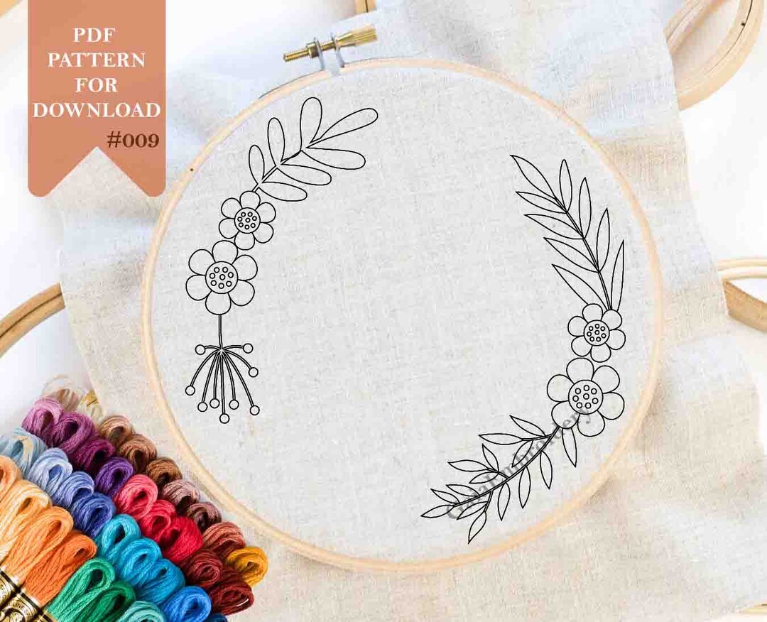 Floral Wreath Embroiodery PDF Pattern Instant Download Easy Beginner ...