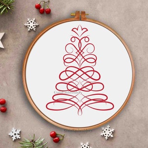 Christmas tree hand embroidery pdf pattern decoration ornament Merry Christmas Hoop Art Beginner Embroidery PDF Pattern Instant Download