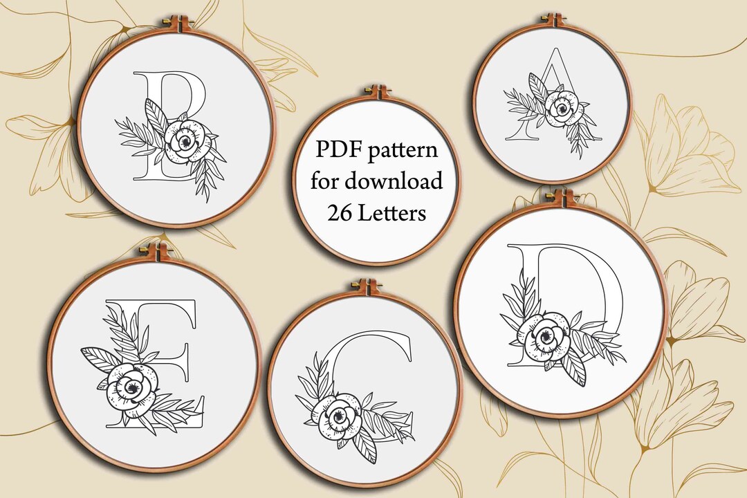 Embroidery Floral Alphabet Letters Pdf Pattern Beginner Embroidery