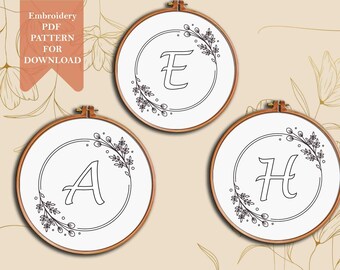 Floral Alphabet Initial Embroidery PDF Pattern Instant - Etsy