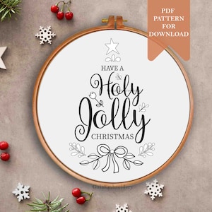 Christmas embroidery pattern pdf for instant download, Christmas tree embroidery design, easy embroidery, beginner embroidery gift