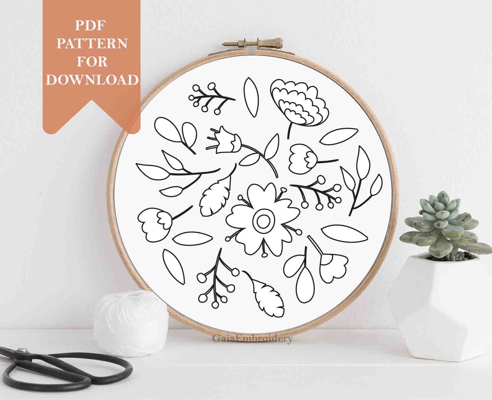 Flower Embroidery Pattern Pdf Instant Download Hand Embroidery Designs ...
