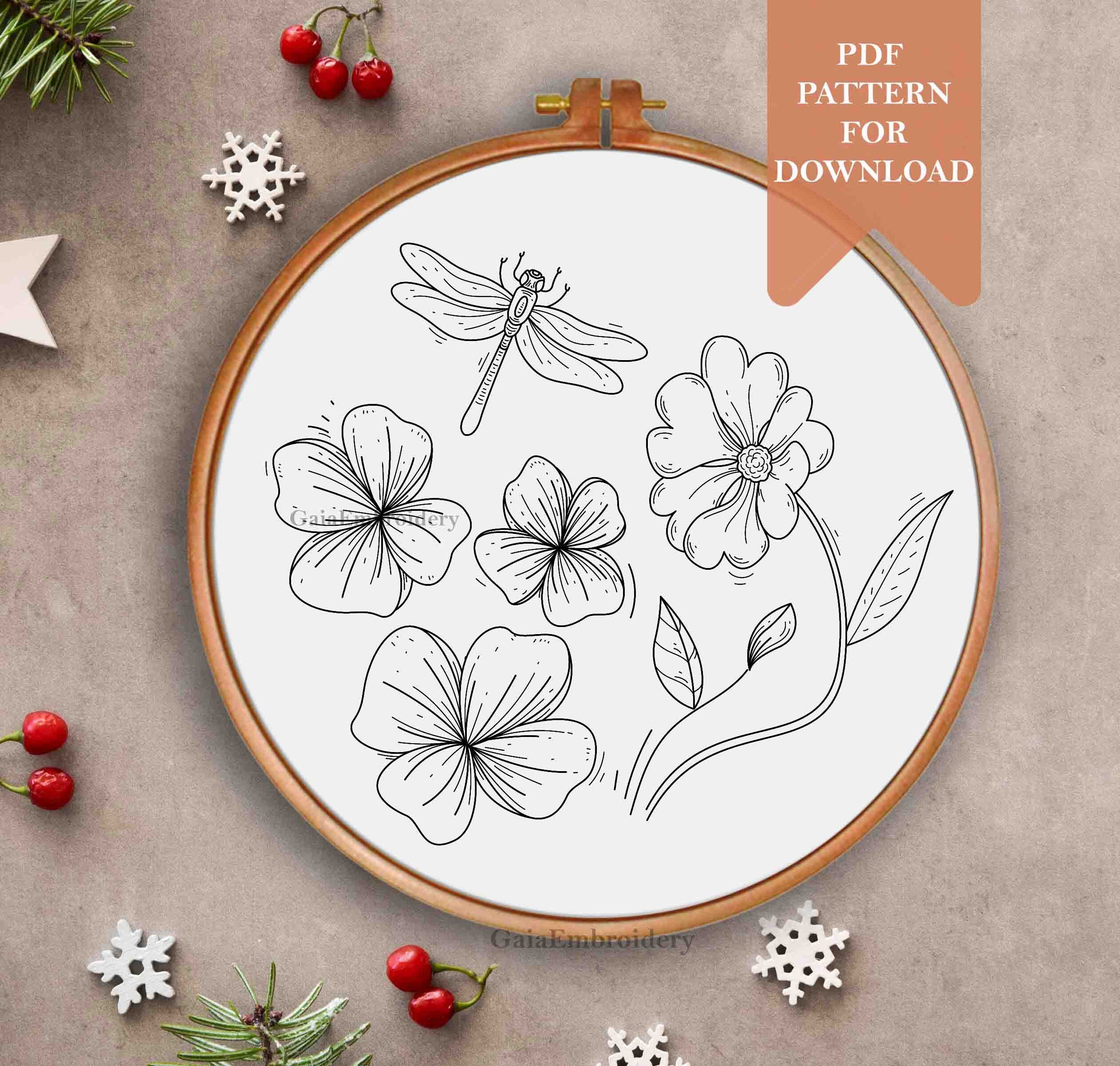 Flowers Embroidery Pattern Pdf for Instant Download Modern Embroidery
