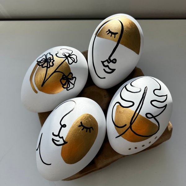 Hand painted -large easter eggs - selection - gold and black - easter decoration - modernart - modernhome - modern decoration - made in usa