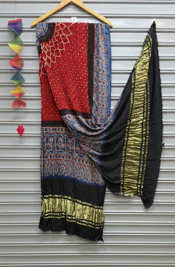Rose Red Bandhani Silk Scarf from Rajasthan Rose Red Bandhani Silk Scarf from Rajasthan