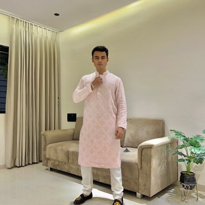 Men&#39;s Heavy Chikankari Kurta Pajama Set| Indian kurta pajama set for men | Indian wedding wear outfits for men | men&#39;s wedding wear outfits