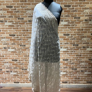 White Dyeable Lakhnavi Embroidered Pure Viscose Georgette Dupatta | Dupatta for Women | Wedding Dupatta