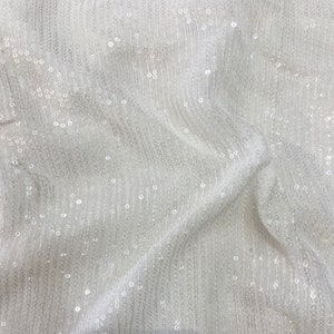 White Water Sequins Stripes Embroidered Dyeable Viscose Georgette Fabric