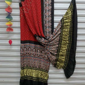 Beautiful Designer Pure Gajji Silk Ajrakh Duppatta main image 1