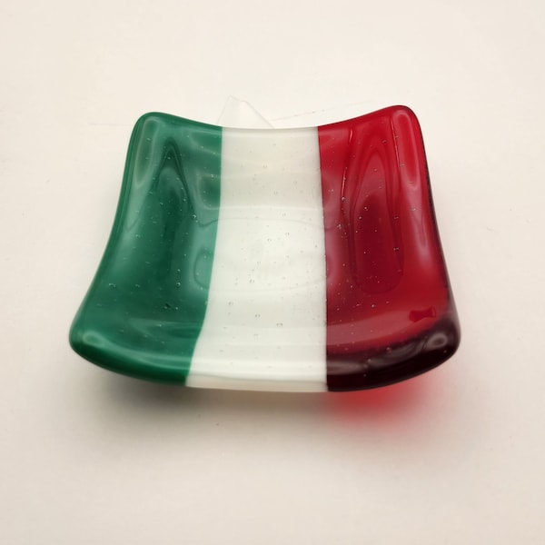 Italian flag fused glass trinket dish