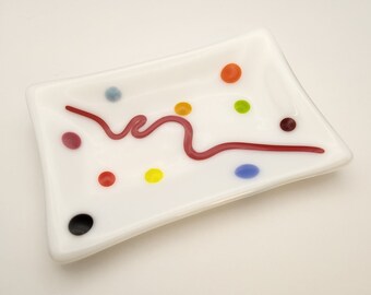 Confetti fused glass dish