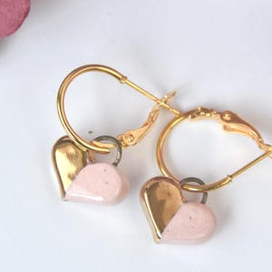 Handmade Drop Earrings, Porcelain Earrings, Minimalist Earrings, Handmade Ceramic Earrings, Artisan Earrings, Heart Earrings, Birthday Gift