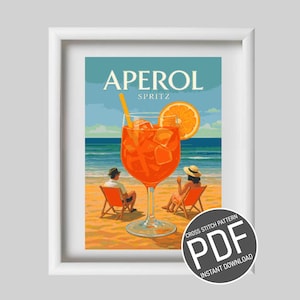 Cross Stitch Pattern APEROL poster / Cross stitch pattern poster APEROL