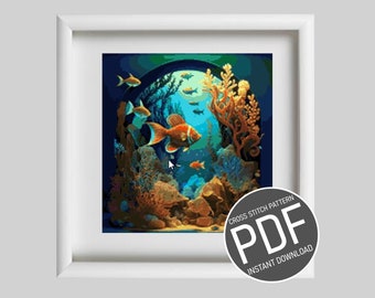 Kruissteekpatroon Aquarium en vissen / Kruissteekpatroon Aquarium en vissen