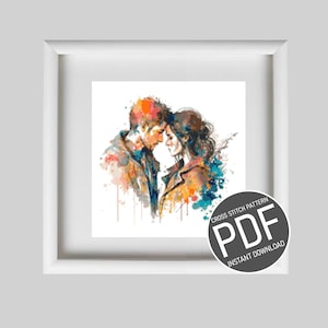 Cross Stitch Pattern Couple In Love / Grille point de croix motif Couple Amoureux