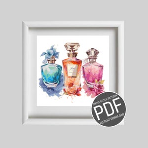 Patrón de punto de cruz Conjunto de perfumes de primavera / Patrón de punto de cruz contado Conjunto de perfumes de primavera